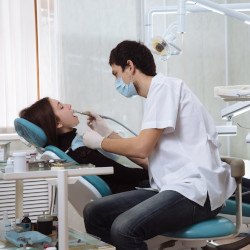 Woman having a dental procedure