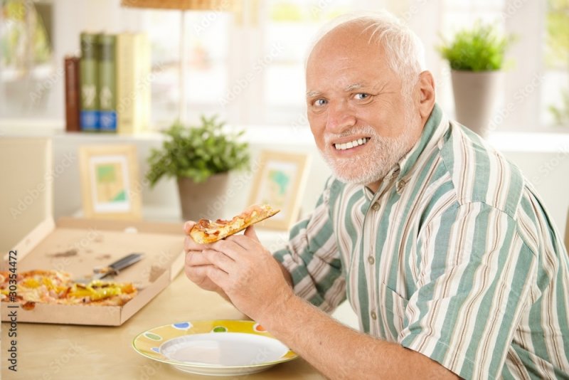 man eating with dentures in Sweeny